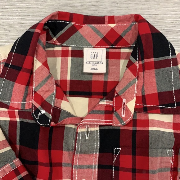Baby Gap Red Plaid Button Down Shirt - Picture 2 of 3